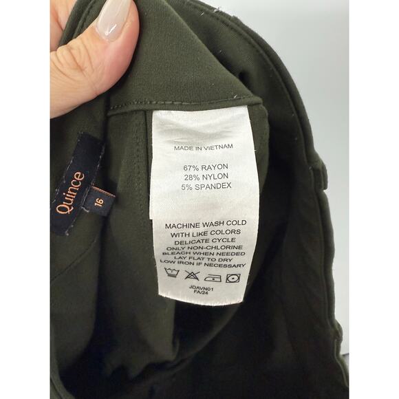 Quince Ultra-Stretch Ponte Cropped Wide-Leg Pants Olive Green Size 16 - Picture 9 of 10